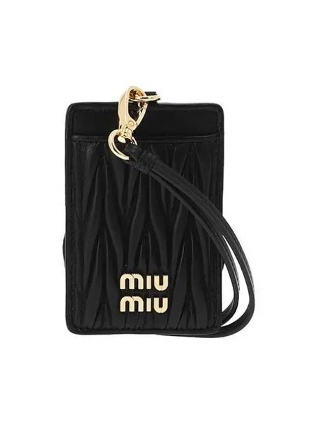 Gold Matelasse Leather Strap Card Wallet Black - MIU MIU - BALAAN 2