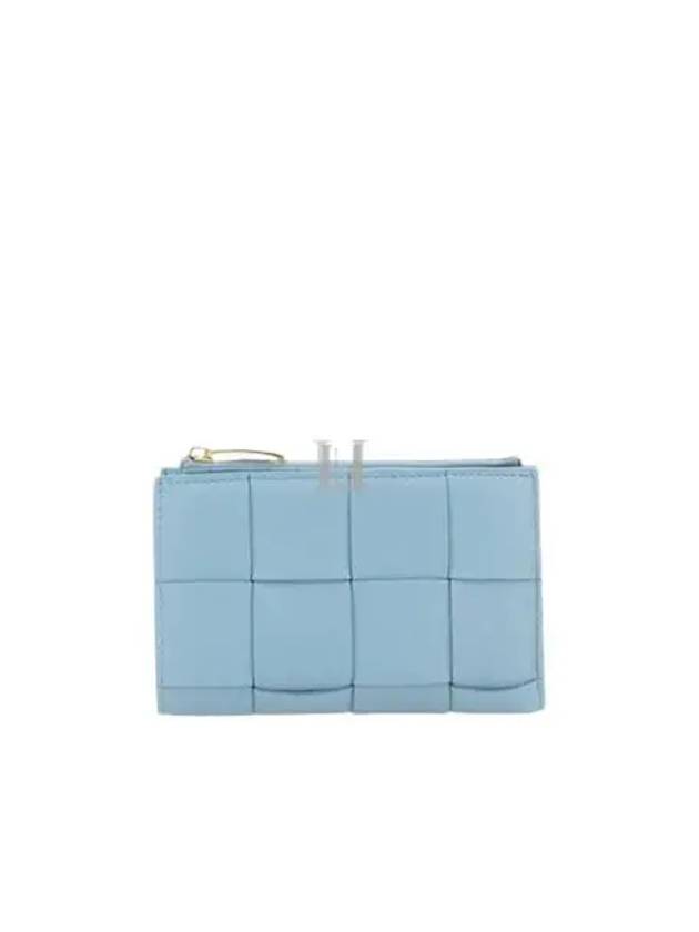 Intrecciato Flap Zipper Medium Half Wallet Light Blue - BOTTEGA VENETA - BALAAN 2