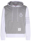 Funmix Lightweight Anchor Loopback 4 Bar Hoodie Grey - THOM BROWNE - BALAAN 1