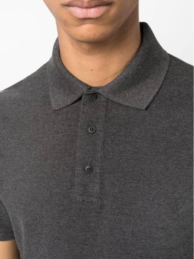 Cassandre Cotton Polo Shirt Grey - SAINT LAURENT - BALAAN 6