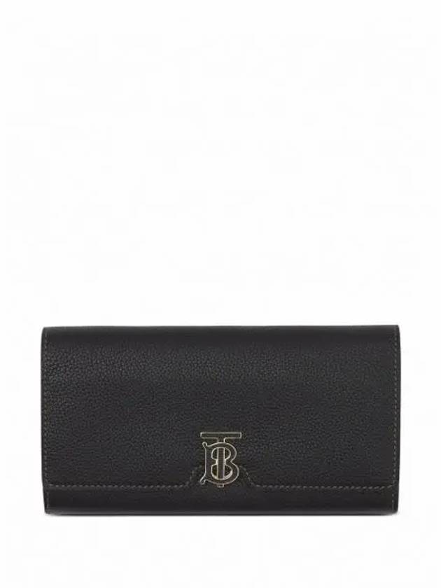 TB Logo Grainy Leather Continental Long Wallet Black - BURBERRY - BALAAN 2