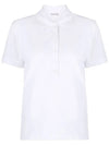 Women's Button Closure Cotton Short Sleeve Polo Shirt Optical White - MONCLER - BALAAN 2