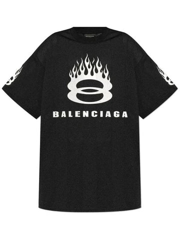 Logo Print Crew Neck Short Sleeve T-Shirt Black - BALENCIAGA - BALAAN 1