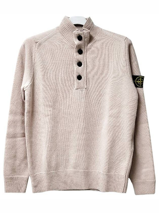 21FW 7515540A3 V0082 Wappen Patch Half Zip Up Button Knit Indie Pink Men’s Knit TLS - STONE ISLAND - BALAAN 1