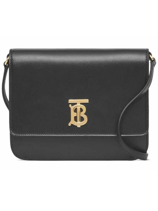 TB Logo Leather Flat Mini Cross Bag Black - BURBERRY - BALAAN 2