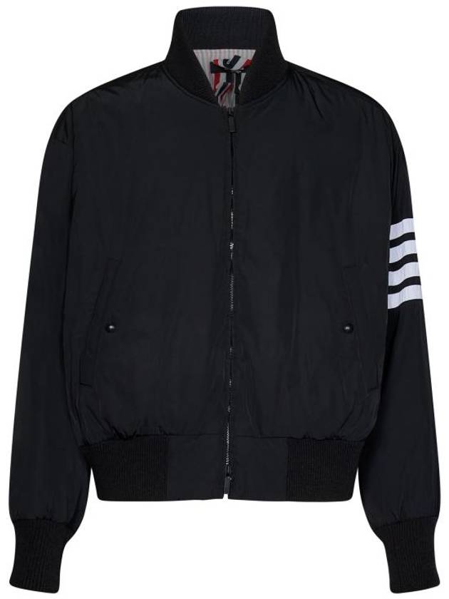 Poly Twill 4-Bar Oversized Knit Down Bomber Jacket Charcoal - THOM BROWNE - BALAAN 2