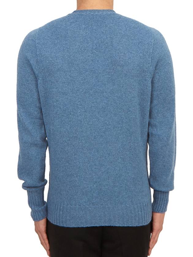 Crew Neck Lambswool Knit Top Blue - DRUMOHR - BALAAN 5