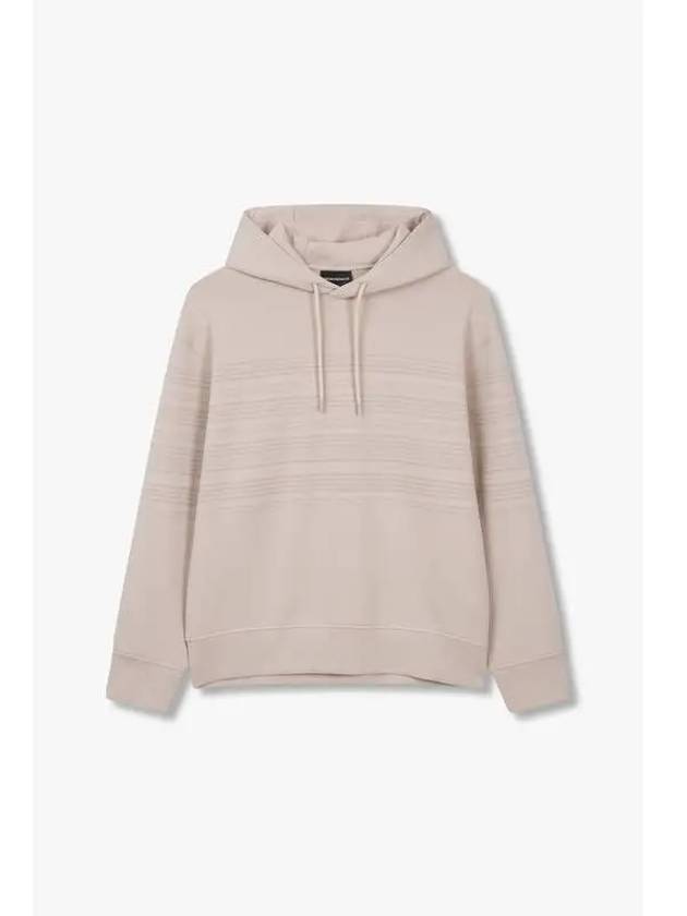 Men s Zigzag Embroidery Hooded Sweatshirt Light Beige - EMPORIO ARMANI - BALAAN 1