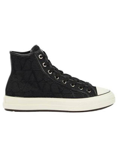 Toile Iconographe High Top Sneakers Black - VALENTINO - BALAAN 2