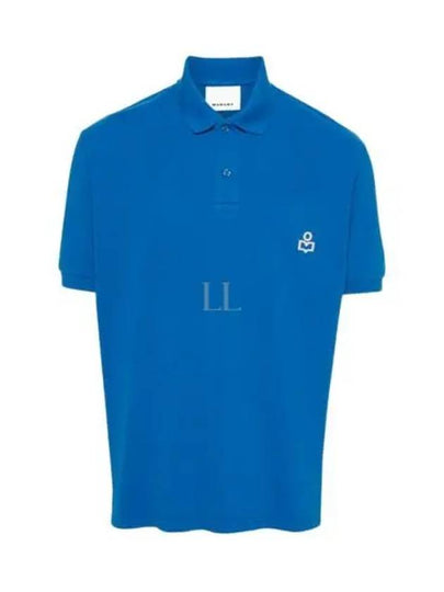 Afko Logo Cotton Polo Shirt Blue - ISABEL MARANT - BALAAN 2