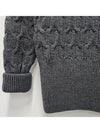 Merino Crisscross Cable Stitch Crewneck Knit Top Grey - THOM BROWNE - BALAAN 7