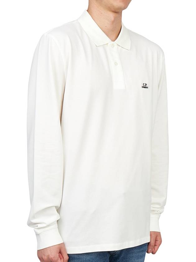 Logo Print Long Sleeve Polo Shirt White - CP COMPANY - BALAAN 4