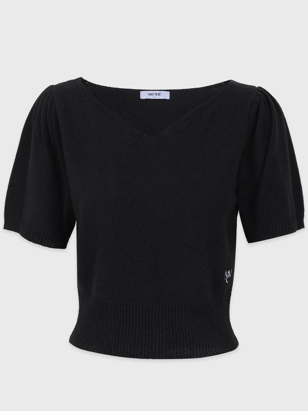 Bloom Heart Neck Knit Top Black - MICANE - BALAAN 1