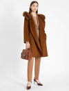 Mango Fox Fur Hooded Wool Single Coat Brown - MAX MARA - BALAAN 3