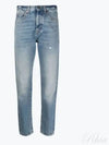 Slim Fit Denim Cotton Straight Jeans Blue - SAINT LAURENT - BALAAN 2