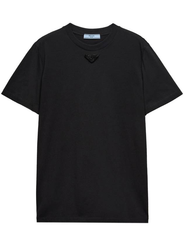 embroidered-triangle jersey T-shirt - PRADA - BALAAN 1