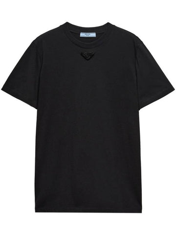 embroidered-triangle jersey T-shirt - PRADA - BALAAN 1