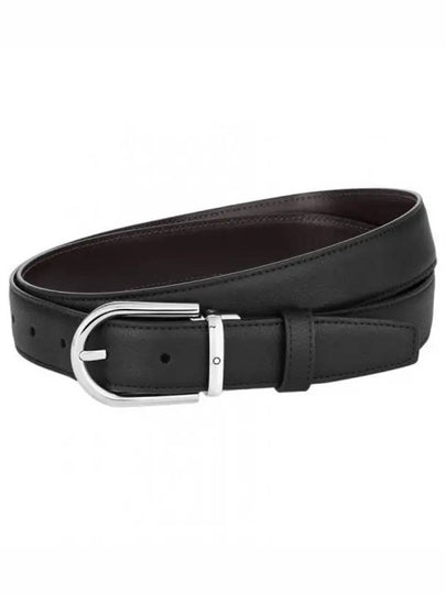 Horseshoe Buckle Reversible Leather Belt Black Brown - MONTBLANC - BALAAN 2