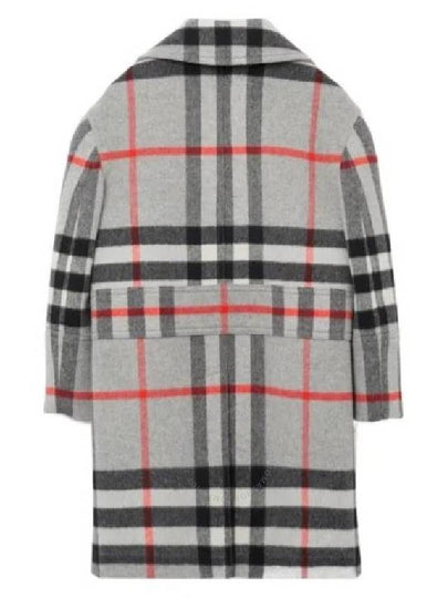 Burberry Boys Monty Cool Charcoal Grey Check Wool Cashmere Blend Coat, Size 10Y - BURBERRY - BALAAN 2