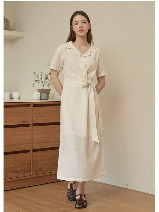 Fluttered linen wrap long dress - MICANE - BALAAN 2