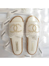 24 CC Logo Pearl Tweed Slippers Mule Ivory G45575 - CHANEL - BALAAN 1