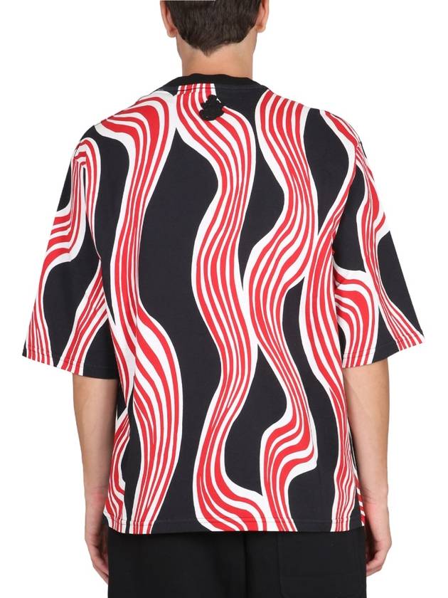 JW Anderson Red Printed Short Sleeve T-Shirt Black - MONCLER - BALAAN 5