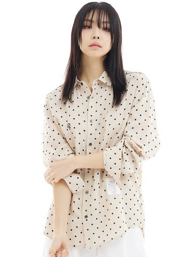 Unisex Overfit Dot Print Shirt Beige - LMN3011 - BALAAN 1