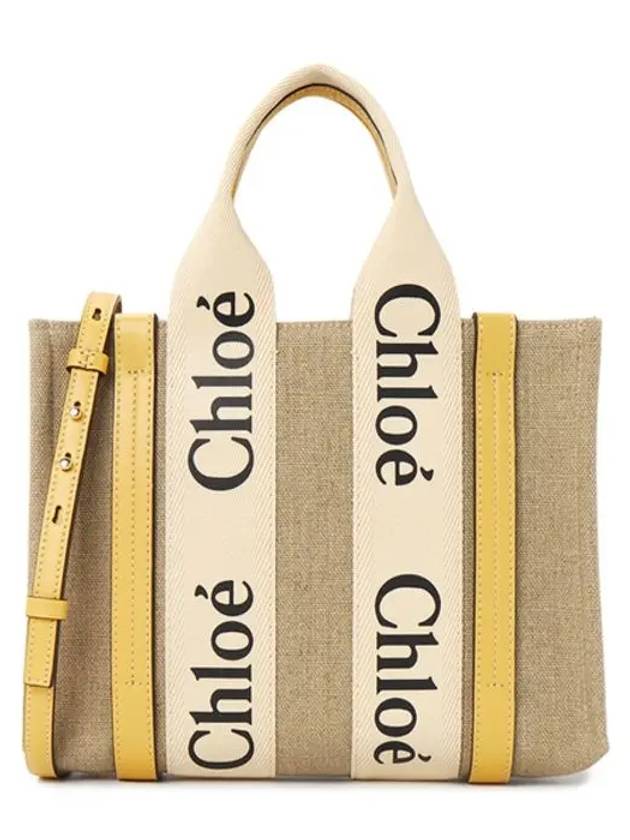 Woody Small Canvas Tote Bag Yellow Beige - CHLOE - BALAAN 3