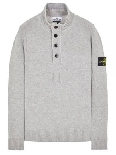 Wappen Patch Button Knit Top Melange Gray - STONE ISLAND - BALAAN 2