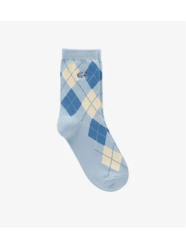 Women s Fancy Argyle Medium Neck Socks Light Blue - LACOSTE - BALAAN 1