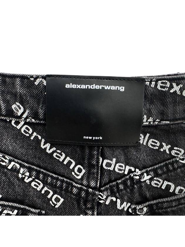 Grey Age Denim Bite Logo Shorts Black - ALEXANDER WANG - BALAAN 6