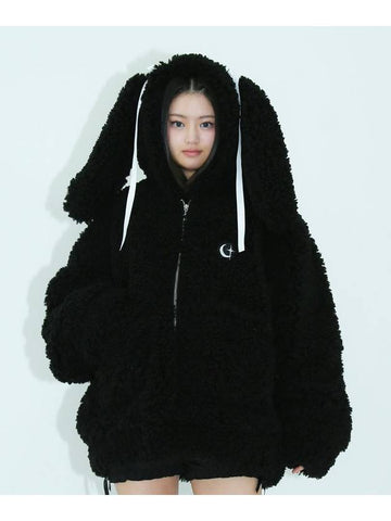 0 1 bunny fleece jacket BLACK - CLUT STUDIO - BALAAN 1