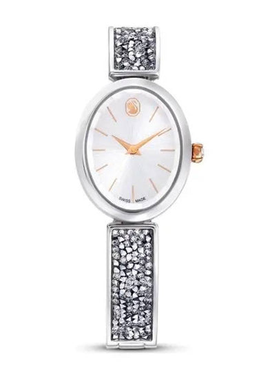 Crystal Rock Oval Metal Watch White Silver - SWAROVSKI - BALAAN 2