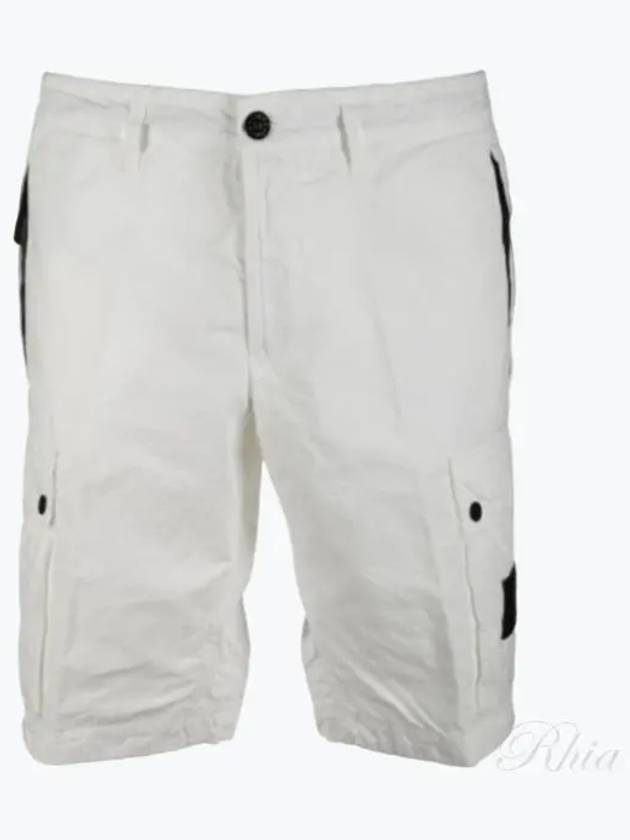 Logo Cotton Slim Cargo Shorts White - STONE ISLAND - BALAAN 2