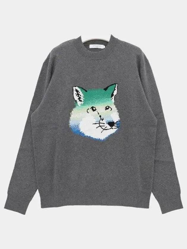 Vibrant Fox Head Intarsia Comfort Knit Top Grey - MAISON KITSUNE - BALAAN 2