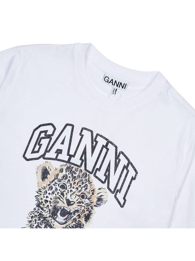 Logo Print Crew Neck Short Sleeve T Shirt White - GANNI - BALAAN 4