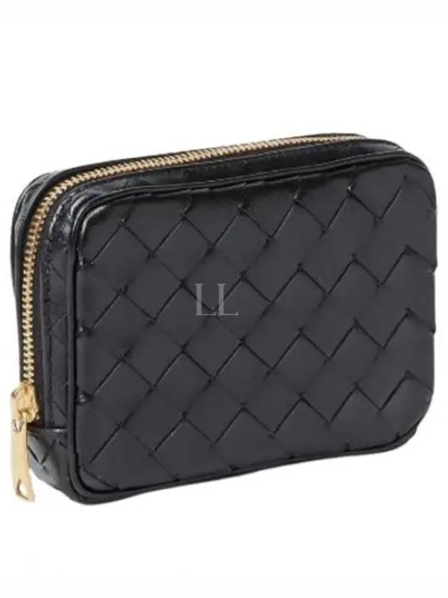 Teen Intrecciato Zipper Calfskin Pouch Black - BOTTEGA VENETA - BALAAN 2