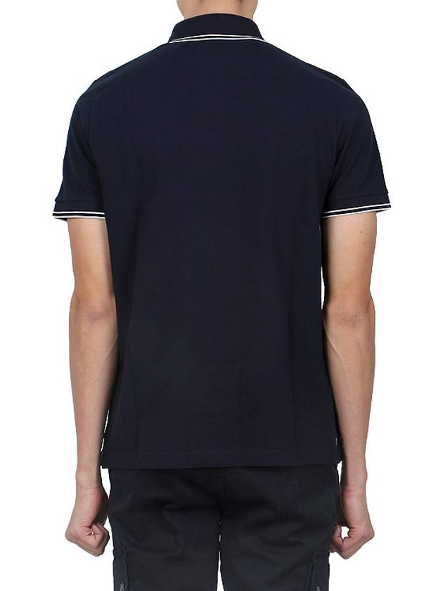 Stretch Cotton Pique Short Sleeve Polo Shirt Navy - STONE ISLAND - BALAAN 5