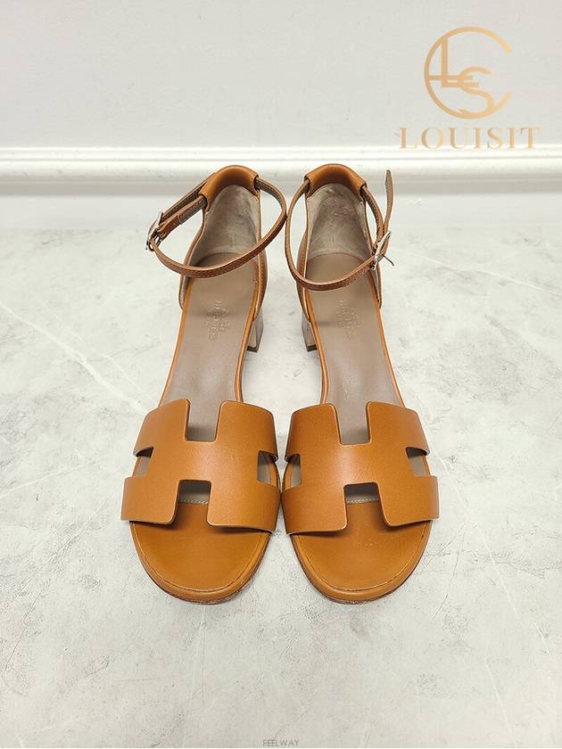 Used luxury goods Lewis It 37 Brown natural sense 50 strap sandals - HERMES - BALAAN 5