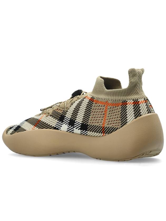 Check Knit Neptune Low Top Sneakers Sand - BURBERRY - BALAAN 6