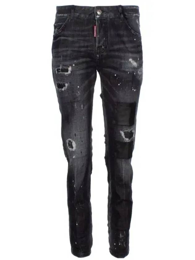 Cool Girl Crop Paint Splatter Jeans Black - DSQUARED2 - BALAAN 7