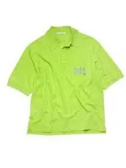 Embroidered Logo Polo Shirt Lime Green - ACNE STUDIOS - BALAAN 2