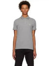 Stripe Trimming Logo Short Sleeve Polo Shirt Grey - MONCLER - BALAAN 2