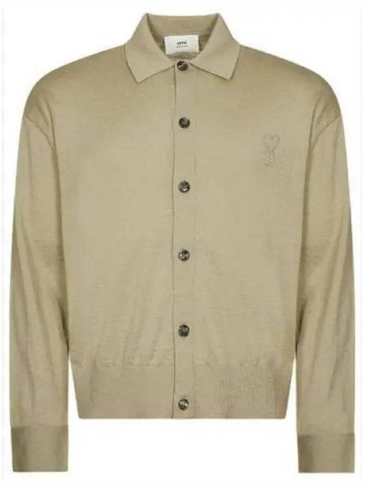 De Coeur Logo Wool Cardigan Beige - AMI - BALAAN 2