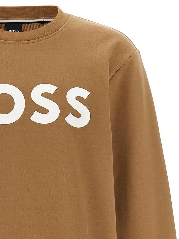 Logo Print Crew Neck Sweatshirt Camel - HUGO BOSS - BALAAN 4