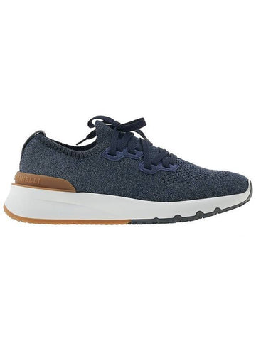 Stretch Knit Low Top Sneakers Navy - BRUNELLO CUCINELLI - BALAAN 1