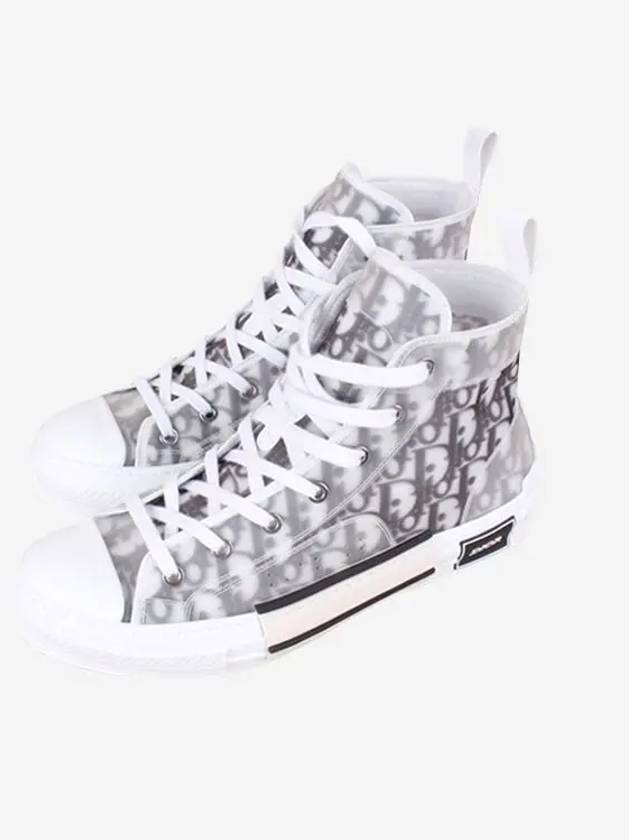 B23 Oblique Canvas High Top Sneakers White Black - DIOR - BALAAN 3