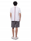 Men's Cotton Pique Center Bag Striped Short Sleeve Polo Shirt White - THOM BROWNE - BALAAN 6