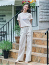 MET linen wide banding pants ivory - METAPHER - BALAAN 3