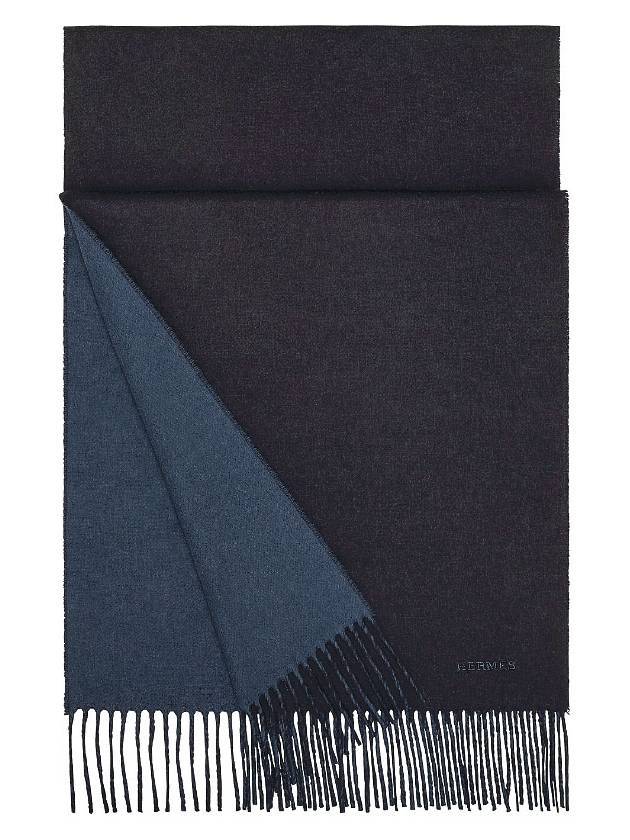 Recto Verso Reversible Cashmere Muffler Marine - HERMES - BALAAN 1